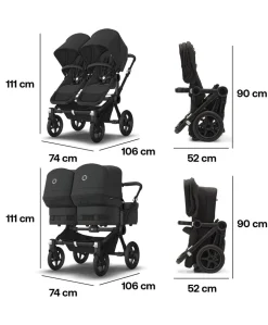 Bugaboo Donkey 5 Twin Carrycot & Seat Pushchair - Midnight Black