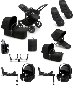 Bugaboo Donkey 5 Twin Pushchair Bundle with Maxi-Cosi Pebble 360 Pro² Car Seat & Base - Black