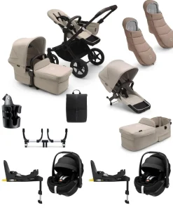 Bugaboo Donkey 5 Twin Pushchair Bundle with Maxi-Cosi Pebble 360 Pro² Car Seat & Base - Taupe