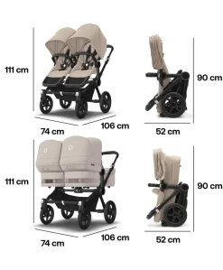 Bugaboo Donkey 5 Twin Pushchair & Carrycot with Extension Set - Desert Taupe