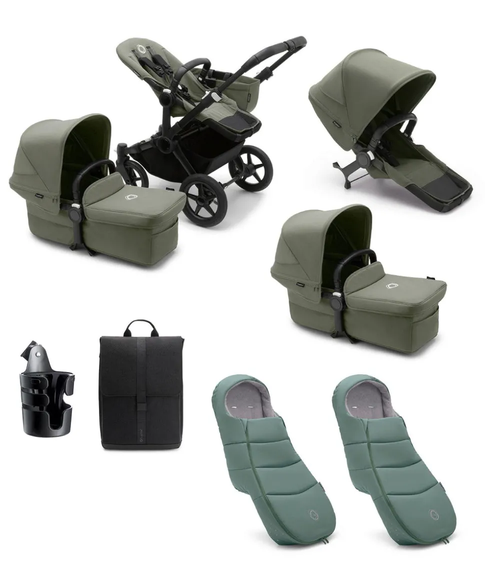 Bugaboo Donkey 5 Twin Pushchair Essential Bundle - Forest Green