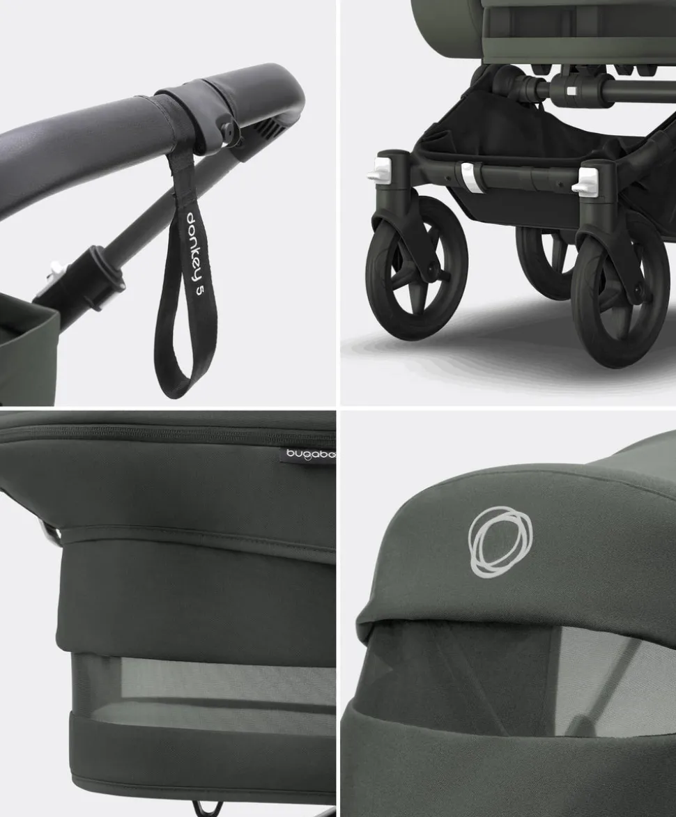 Bugaboo Donkey 5 Twin Pushchair Essential Bundle - Forest Green