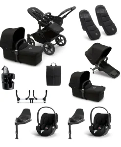 Bugaboo Donkey 5 Twin Pushchair Bundle with Cloud T Car Seat & Base - Black