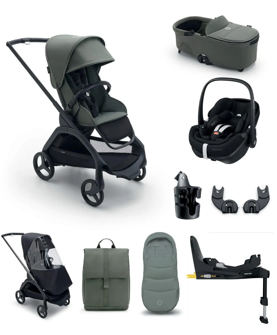 Bugaboo Dragonfly Pushchair Bundle with Maxi-Cosi Pebble 360 Pro² Car Seat & Base - Forest Green