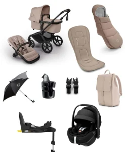 Bugaboo Fox 5 Renew Complete Pushchair Bundle with Maxi-Cosi Pebble 360 Pro2 Car Seat (8 Pieces) - Taupe Melange