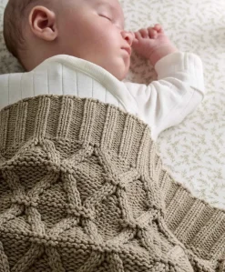 Cable Knit Blanket - Welcome to the World Seedling - Mocha