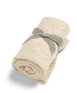Cable Knit Blanket - Welcome to the World Duckling - Cream
