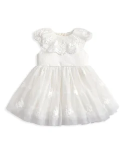 Cape Collar Mesh Flower Girl Dress with Embroidered Skirt