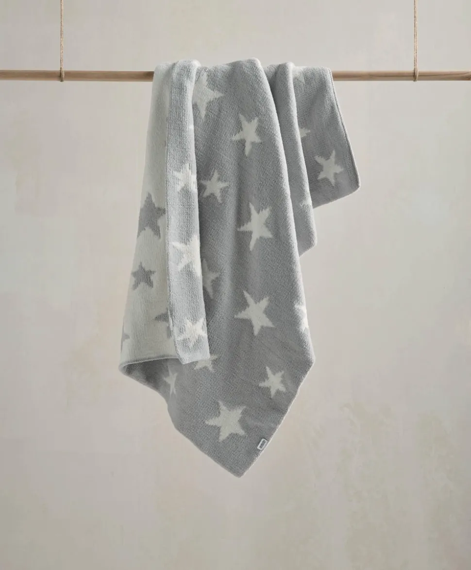 Chenille Blanket - Grey Star