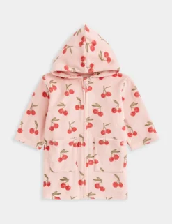 Cherry Print Hood Poncho