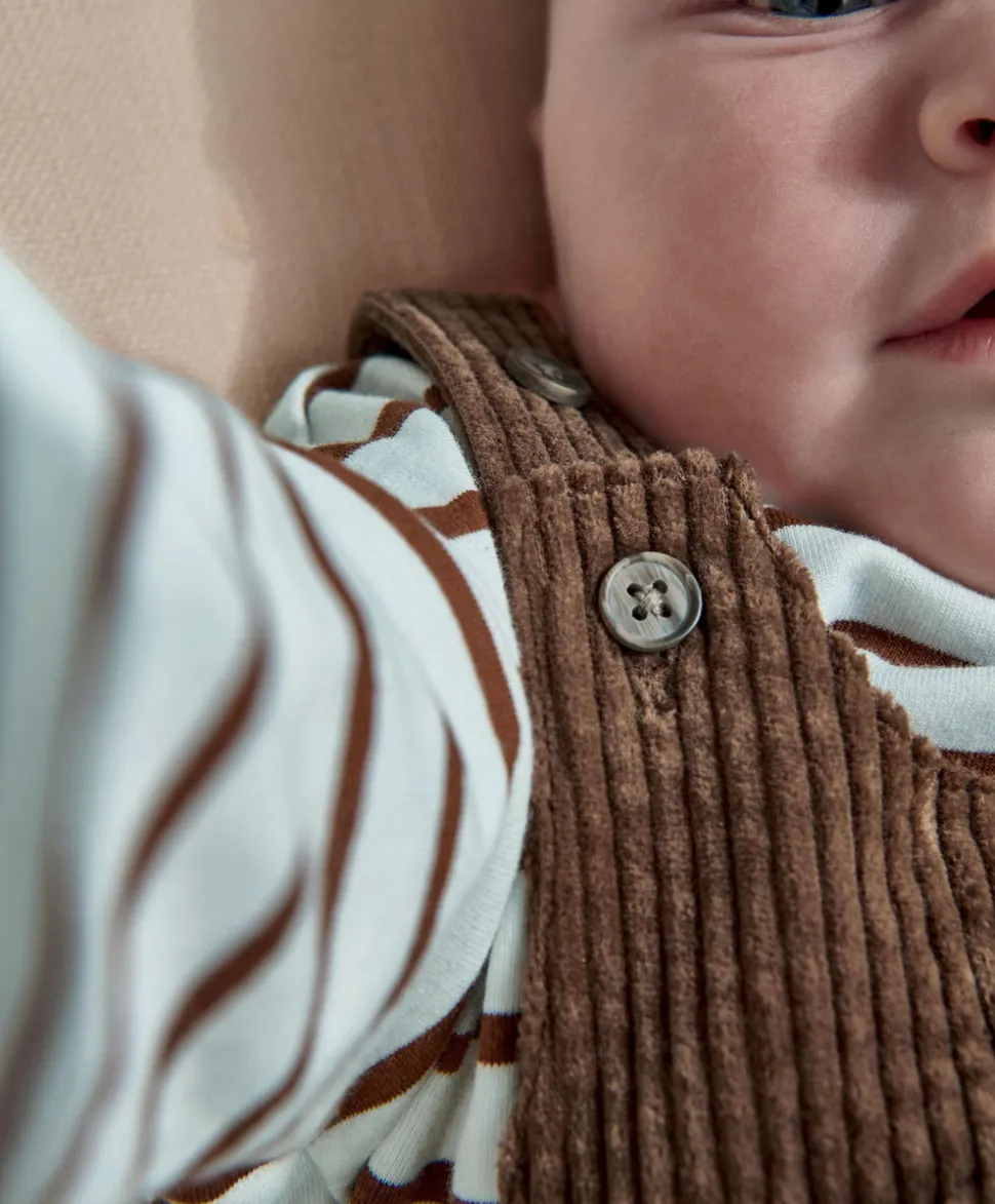 Cord Dungarees & Striped T-Shirt Set (2 Pieces)