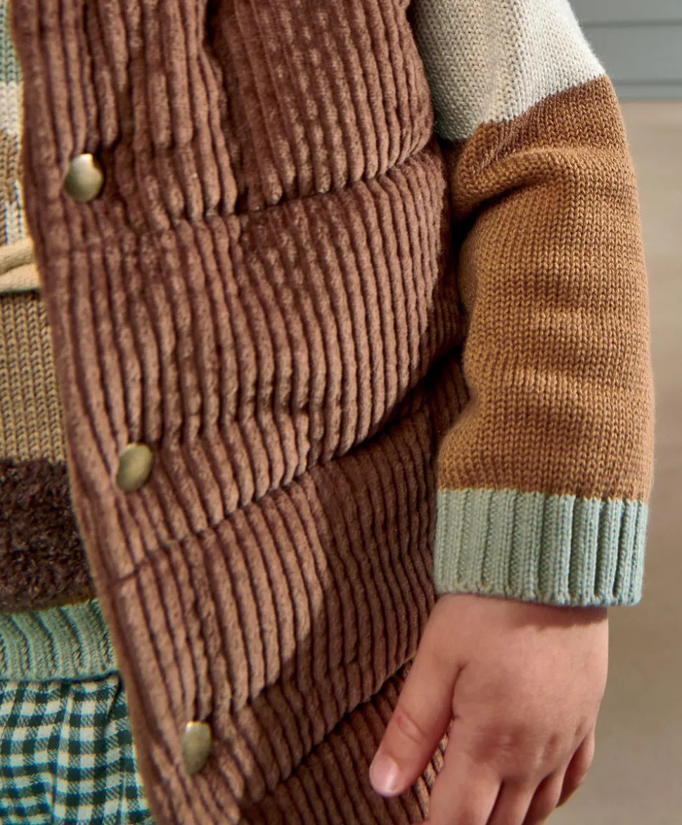 Cord Gilet with Borg Lining - Brown