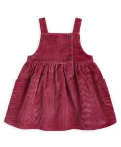 Cord Pinny Dress & Floral Bodysuit Set (2 Pieces)