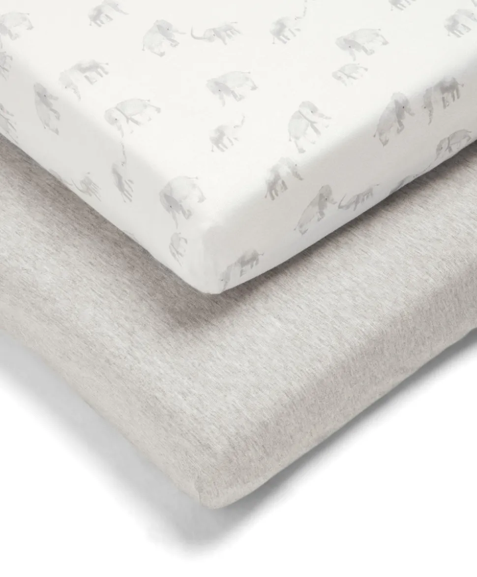 Cotbed Fitted Sheets (2 Pack) - Elephant