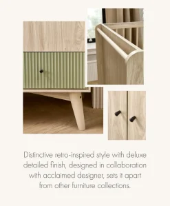 Coxley 3 Piece Cotbed Range with Dresser Changer & Wardrobe - Natural/Olive Green