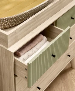 Coxley 3 Piece Cotbed Range with Dresser Changer & Wardrobe - Natural/Olive Green