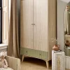 Coxley Wardrobe - Natural/ Olive Green