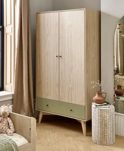 Coxley Wardrobe - Natural/ Olive Green
