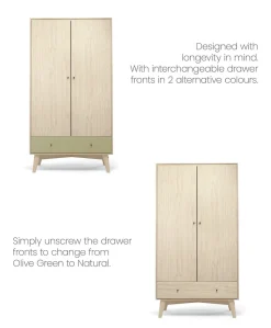 Coxley Wardrobe - Natural/ Olive Green