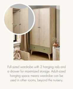 Coxley Wardrobe - Natural/ Olive Green