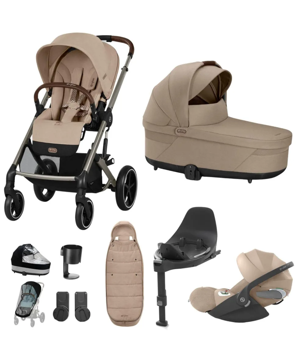 Cybex Balios Bundle with Cybex Cloud T i-Size Rotating Baby Car Seat (7 Pieces) - Almond Beige