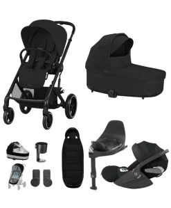 Cybex Balios Bundle with Cybex Cloud T i-Size Rotating Baby Car Seat & Rotating Base (7 Pieces) - Moon Black