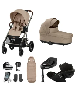Cybex Balios Pushchair Bundle with Cybex Cloud G i-Size Rotating Car Seat (7 Pieces) - Almond Beige