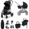 Cybex e-Gazelle S Electric Single to Double Pushchair Bundle with Cybex Aton B2 i-Size Car Seat and Base (6 Pieces) – Black