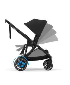Cybex e-Gazelle S Electric Single to Double Pushchair Bundle with Cybex Cloud G i-Size Rotating Car Seat & Base (7 Pieces) - Black