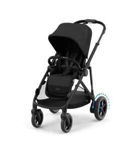 Cybex e-Gazelle S Electric Single to Double Pushchair Bundle with Cybex Cloud T i-Size Rotating Car Seat (7 Pieces) - Black