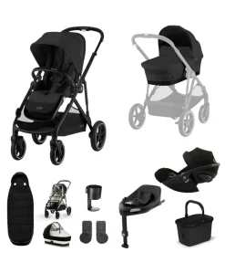 Cybex Gazelle S Pushchair Bundle (7 Pieces) with Cybex Cloud G Car Seat - Moon Black