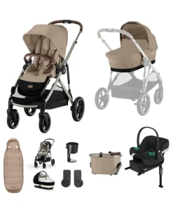 Cybex Gazelle S Pushchair Bundle with Cybex Aton B2 i-Size Car Seat & Base (7 Pieces) - Almond Beige
