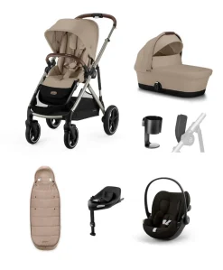 Cybex Gazelle S Pushchair Bundle with Cloud G i-Size Car Seat & Base (7 Pieces) - Almond Beige