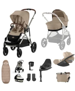 Cybex Gazelle S Pushchair Bundle with Cloud T i-Size Baby Car Seat & Base (7 Pieces) - Almond Beige