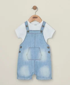 Denim Dungarees and White T Shirt - 2 Piece Set