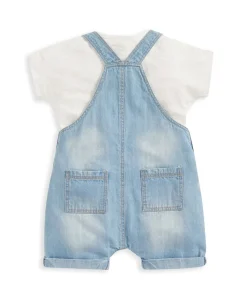 Denim Dungarees and White T Shirt - 2 Piece Set