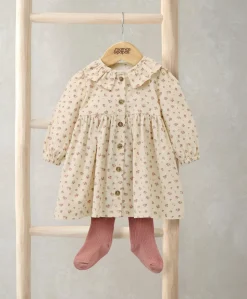 Ditsy Rose Dress & Tights Set (2 Pieces) - Cream