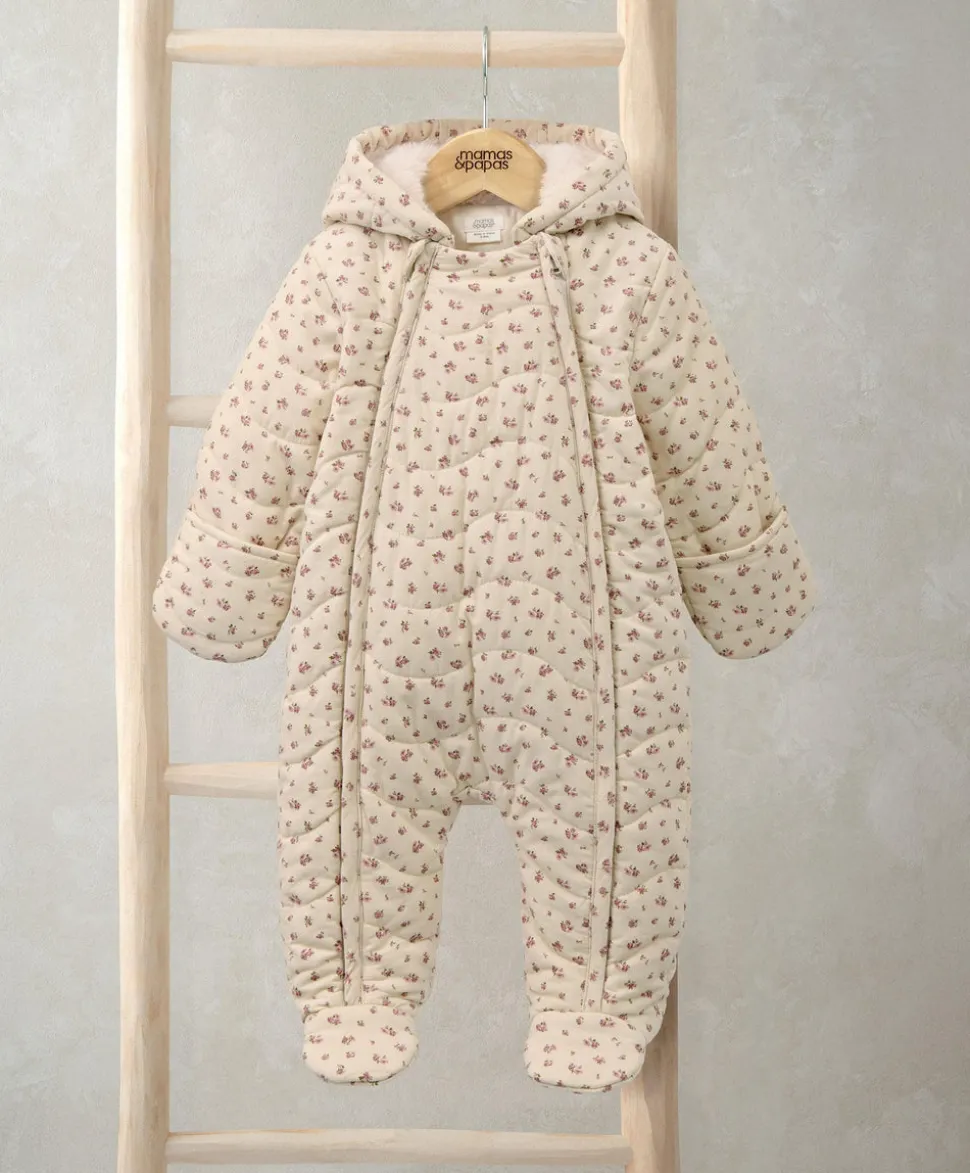 Ditsy Rose Quilted Pramsuit - Floral