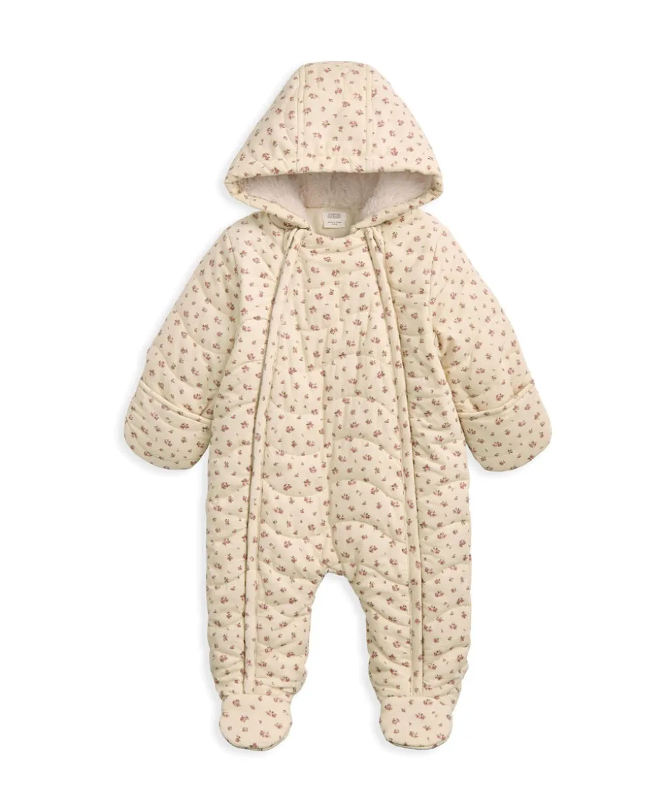 Ditsy Rose Quilted Pramsuit - Floral