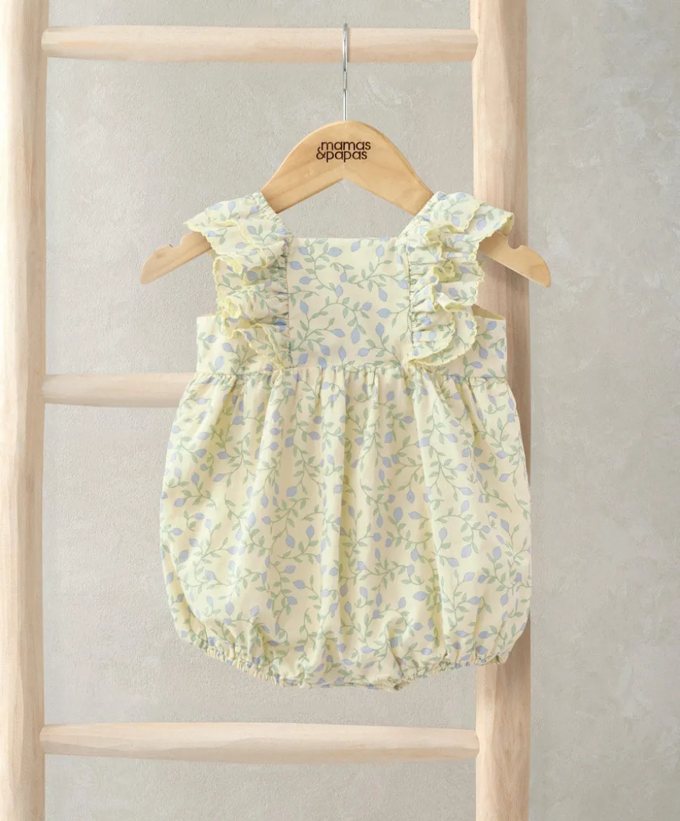 Double Frill Sleeve Romper - Climbing Buds Print
