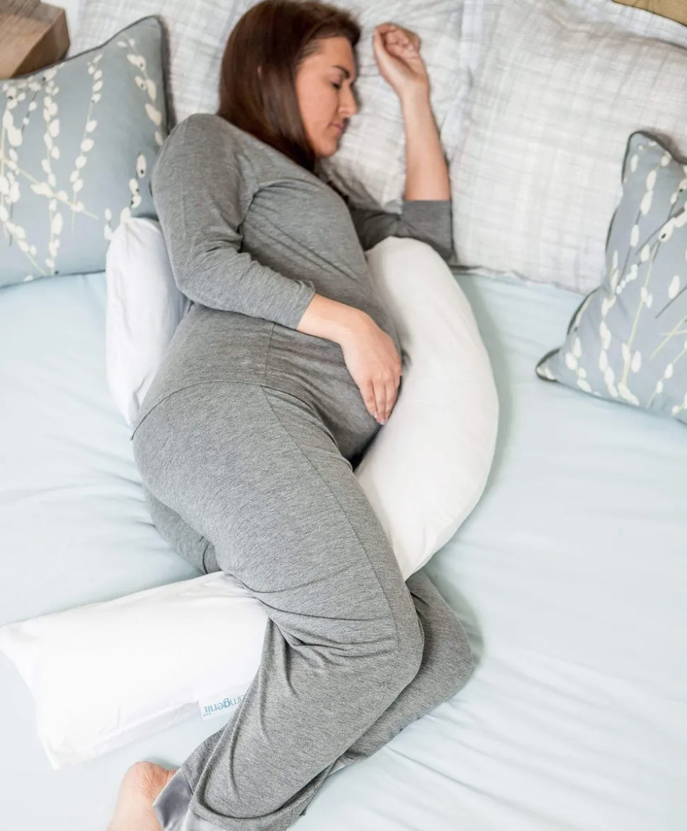 Dreamgenii Pregnancy Support & Feeding Pillow - White cotton