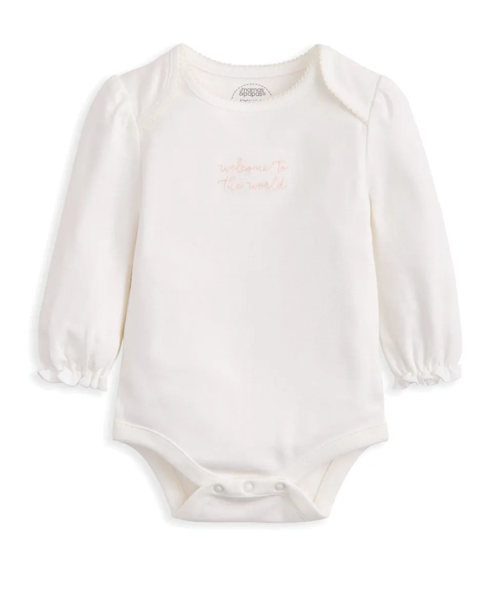 Embroidered Bodysuit & Floral Leggings Set (2 Pieces) & Pink Bunny Comforter Gift Box