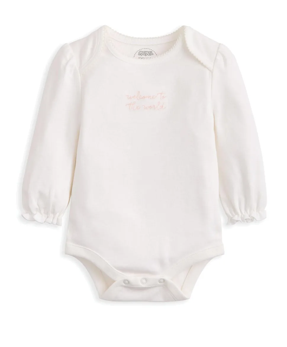 Embroidered Bodysuit & Floral Leggings Set (2 Pieces) - Pink