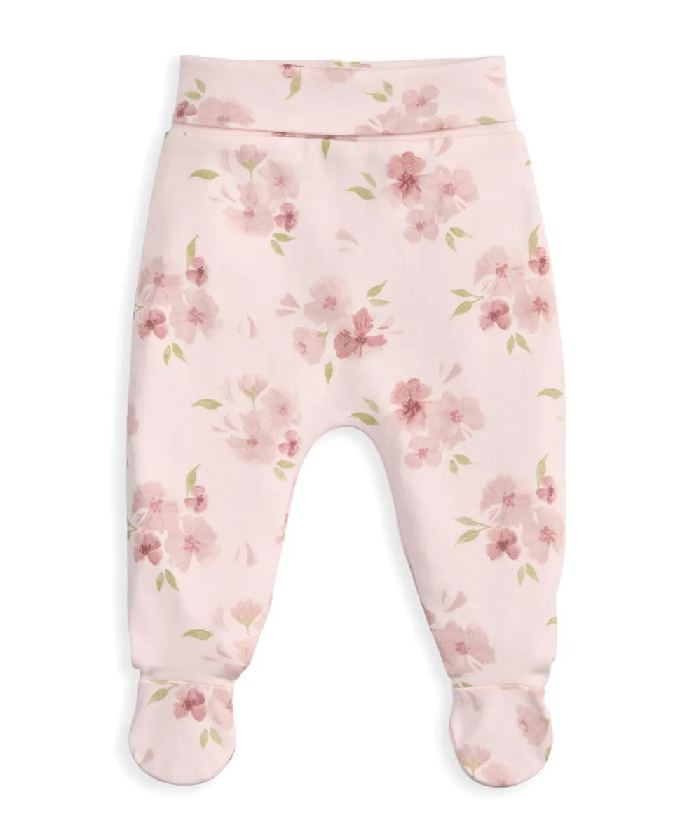 Embroidered Bodysuit & Floral Leggings Set (2 Pieces) - Pink