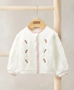 Embroidered Cable Knit Cardigan