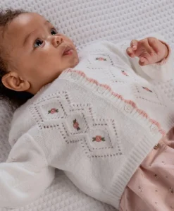 Embroidered Cable Knit Cardigan