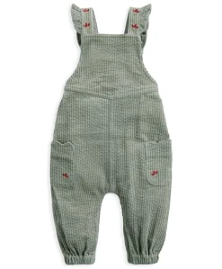 Embroidered Cord Dungarees & Bodysuit Set (2 Pieces) - Green
