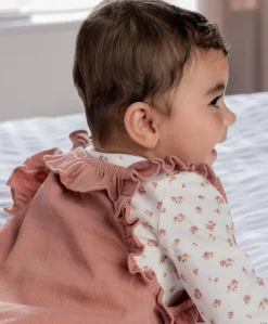 Embroidered Dungarees & Bodysuit Set (2 Pieces) - Pink