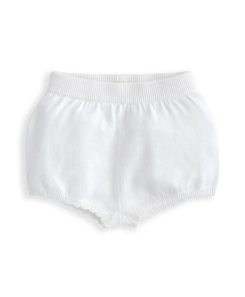 Embroidered Knit Top & Shorts Set (2 Pieces) - White