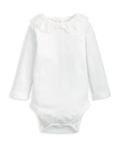 Embroidered Peter Pan Collar Bodysuit - White